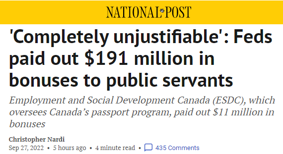 太离谱！经济这么差，联邦政府竟然向公务员发放了1.91亿加元奖金！